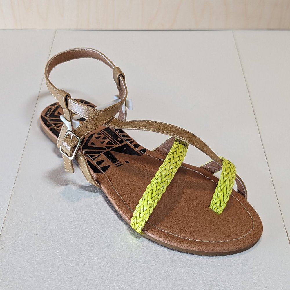 Qupid Women Two Tone Braided Ankle Strap Sandals - Tan -